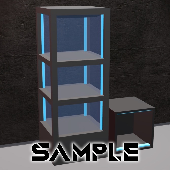 【無料】ショーケースと棚(3Dモデル)