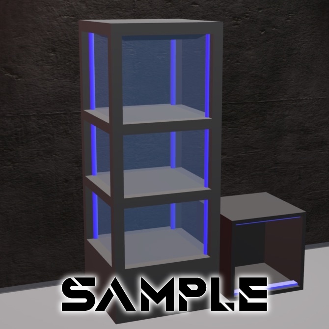 【無料】ショーケースと棚(3Dモデル)