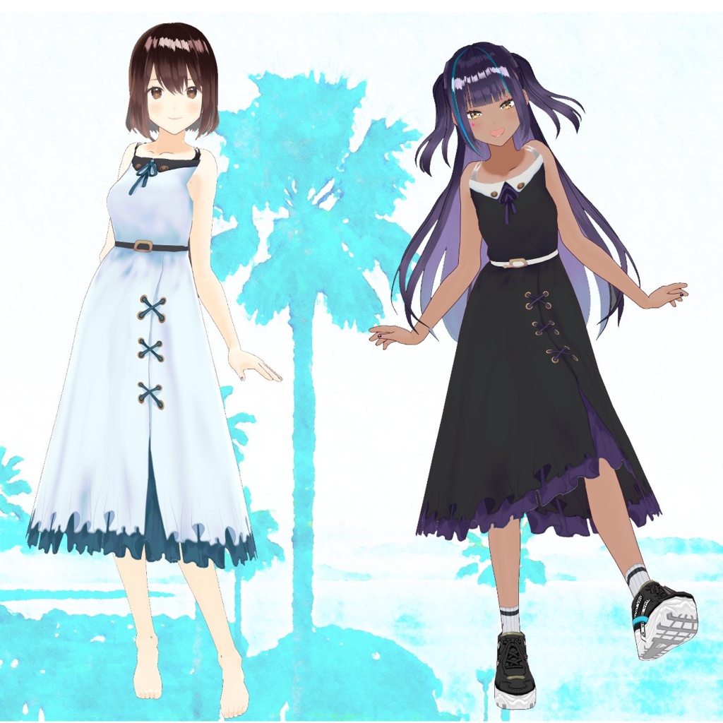 VRoid用テクスチャ シンプルワンピース 全2色、編集用データ付き