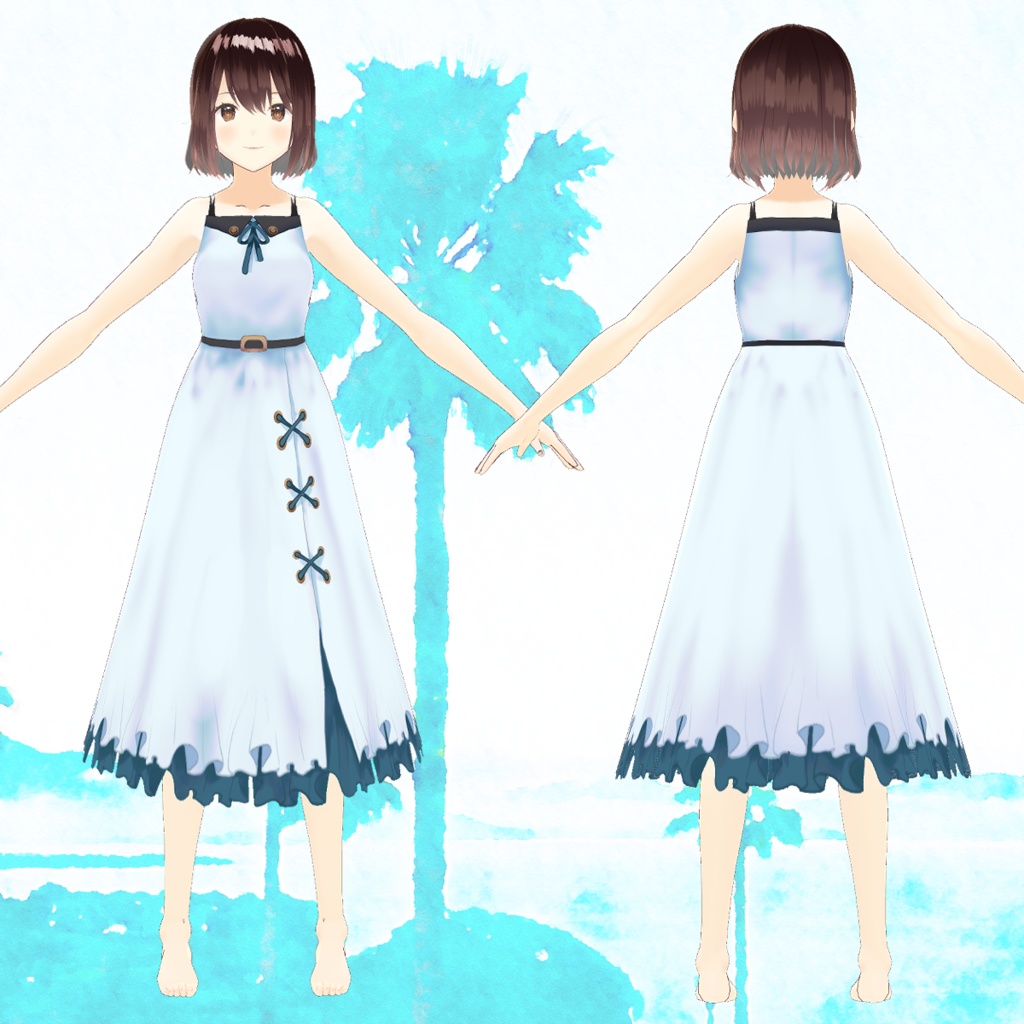 VRoid用テクスチャ シンプルワンピース 全2色、編集用データ付き