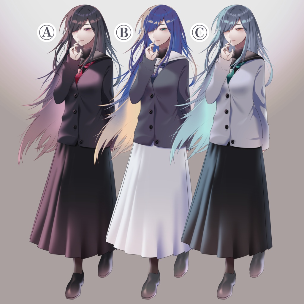 【無料版あり・立ち絵素材】TKT立ち絵素材 001 セーラー服のロングヘア少女【PSD】