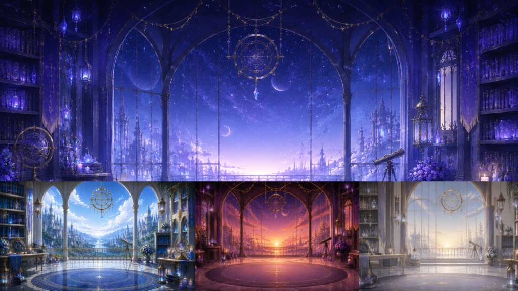 幻想天文図書館 配信背景セット｜Fantasy Observatory VTuber Background Pack