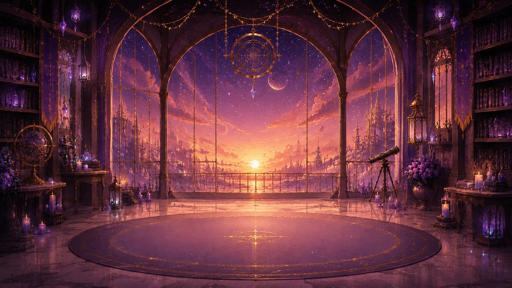 幻想天文図書館 配信背景セット|Fantasy Observatory VTuber Background Pack