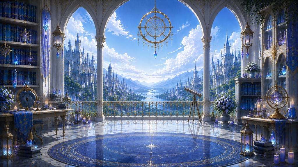 幻想天文図書館 配信背景セット|Fantasy Observatory VTuber Background Pack