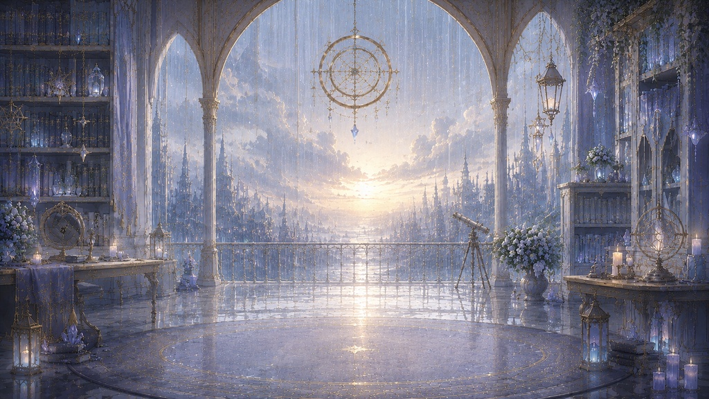 幻想天文図書館 配信背景セット|Fantasy Observatory VTuber Background Pack