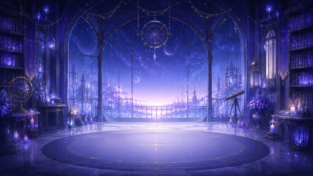 幻想天文図書館 配信背景セット|Fantasy Observatory VTuber Background Pack