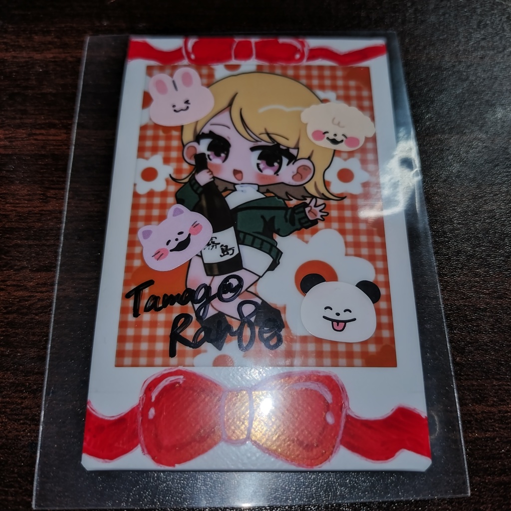 手書きデコチェキ赤リボン