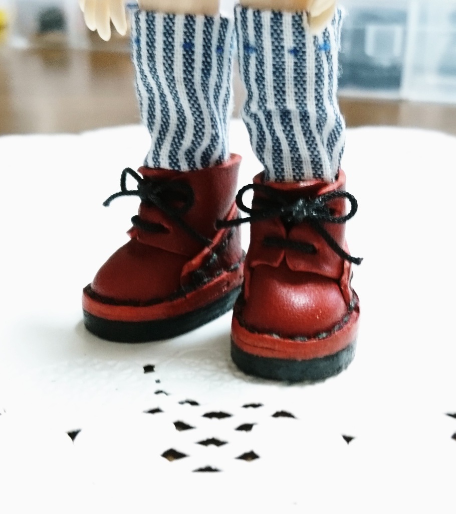 -受注制作-オビツ11用 編み上げブーツ