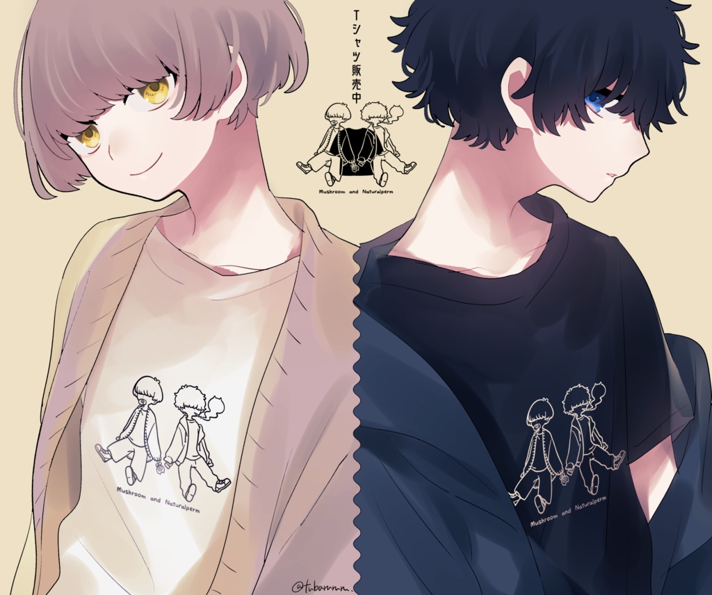 マッシュと天パTシャツ(ホワイト)