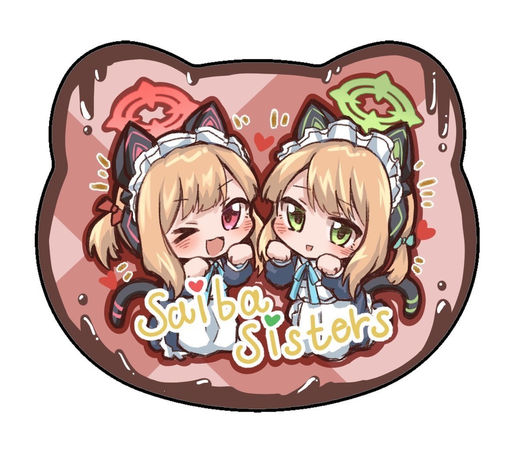 モモイ＆ミドリ メイド猫型缶バッジ - そらいろみるく BOOTH支店