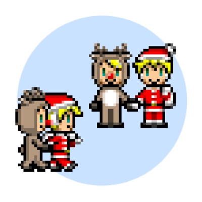 pictSQUARE用 手つなぎクリスマスみねアバター（レンくんがサンタ）