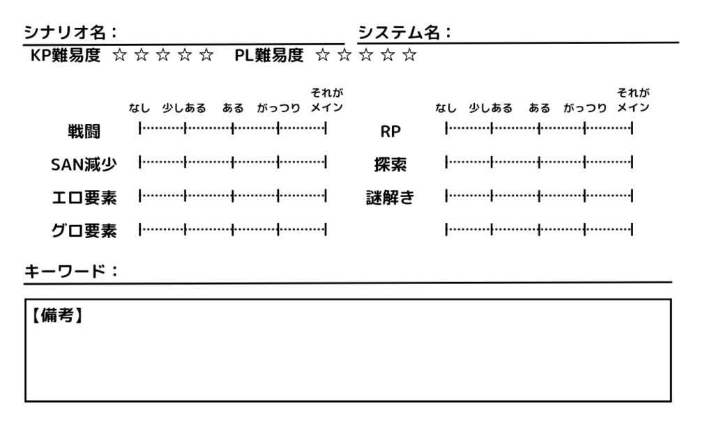 シナリオ傾向シート
