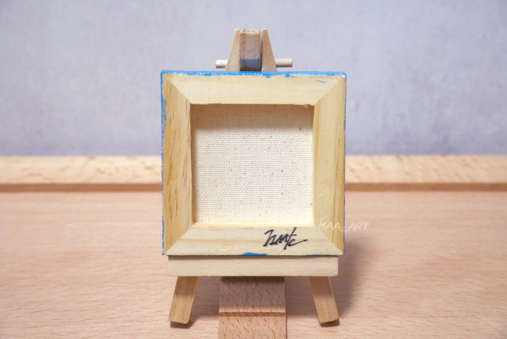 【アクリル画】証明写真な白文鳥 7.5cm角キャンバス