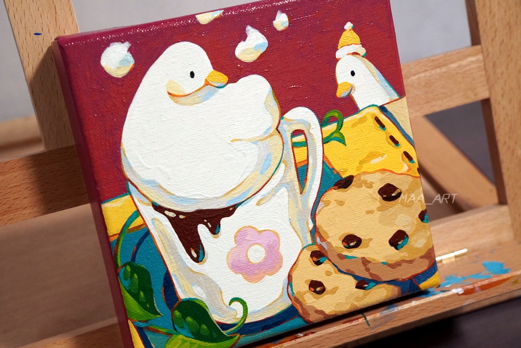 【アクリル画】ホイップアヒルのプチブレイク Mサイズ