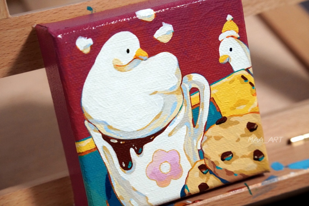 【アクリル画】ホイップアヒルのプチブレイク Sサイズ