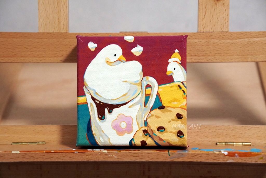 【アクリル画】ホイップアヒルのプチブレイク Sサイズ