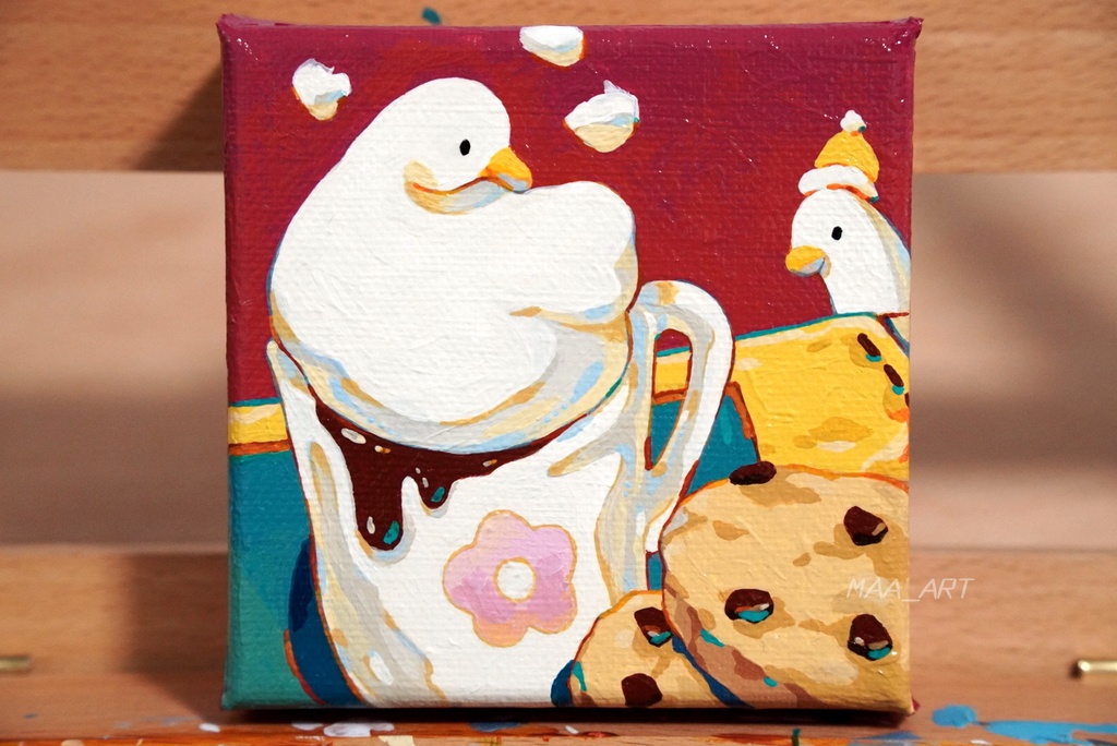 【アクリル画】ホイップアヒルのプチブレイク Sサイズ