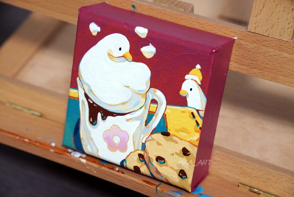 【アクリル画】ホイップアヒルのプチブレイク Sサイズ