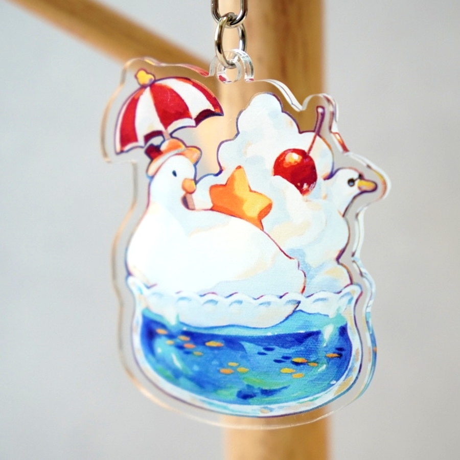 まっしろアヒルのサマーフロート【アクリルキーホルダー】