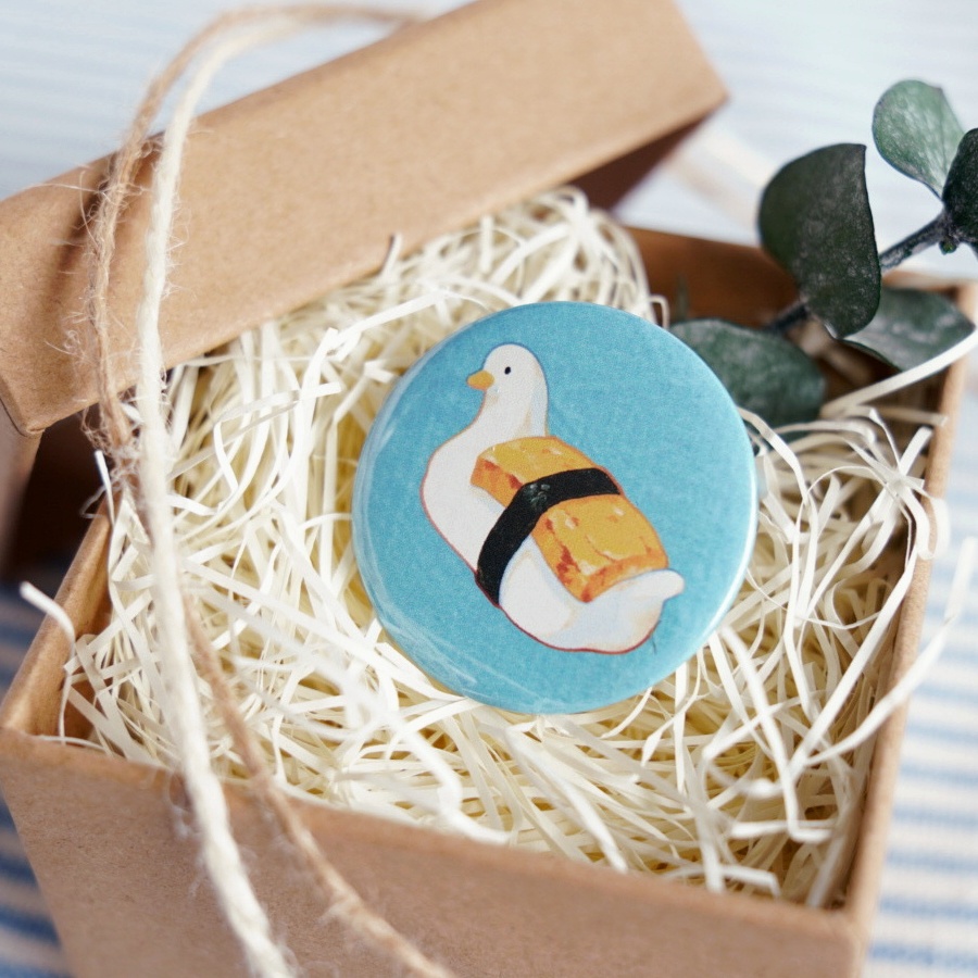 【缶バッジ】銀シャリアヒル寿司 玉子