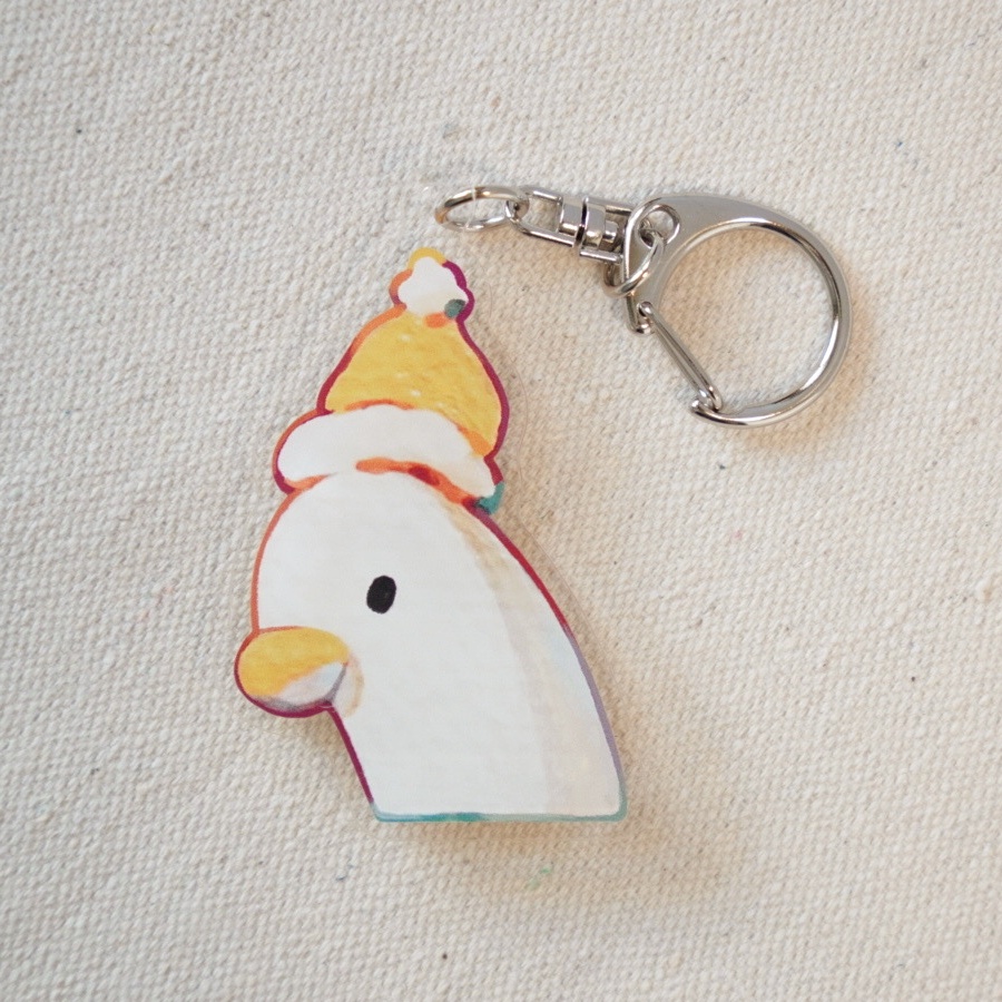 ほっこり帽子アヒル【アクリルキーホルダー】
