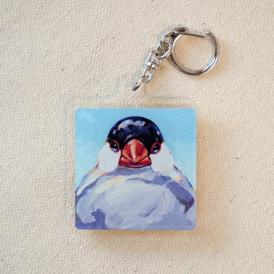 証明写真な桜文鳥【アクリルキーホルダー】