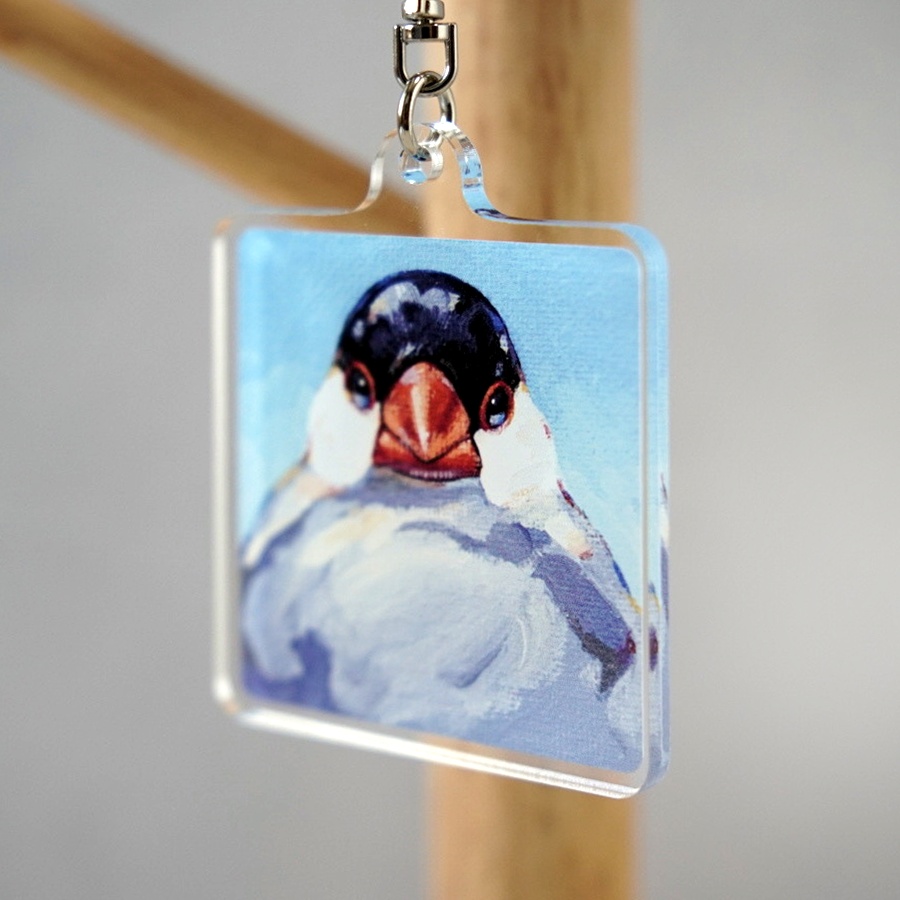 証明写真な桜文鳥【アクリルキーホルダー】