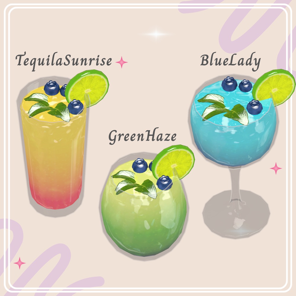 【VRChat】barに置きたい カクテルセット