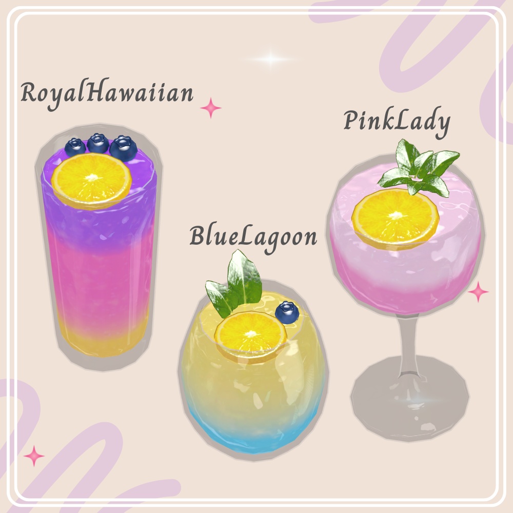 【VRChat】barに置きたい カクテルセット