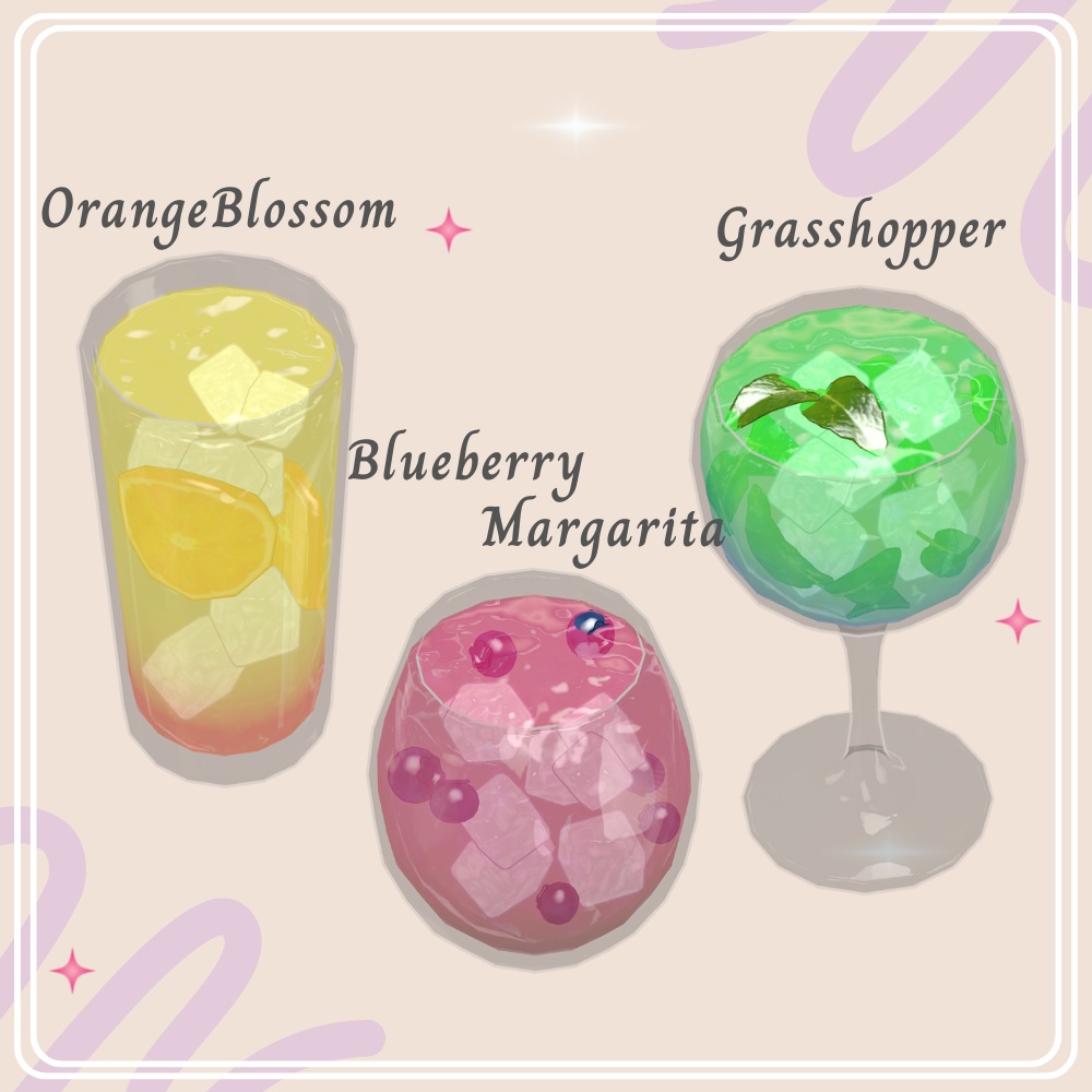 【VRChat】barに置きたい カクテルセット