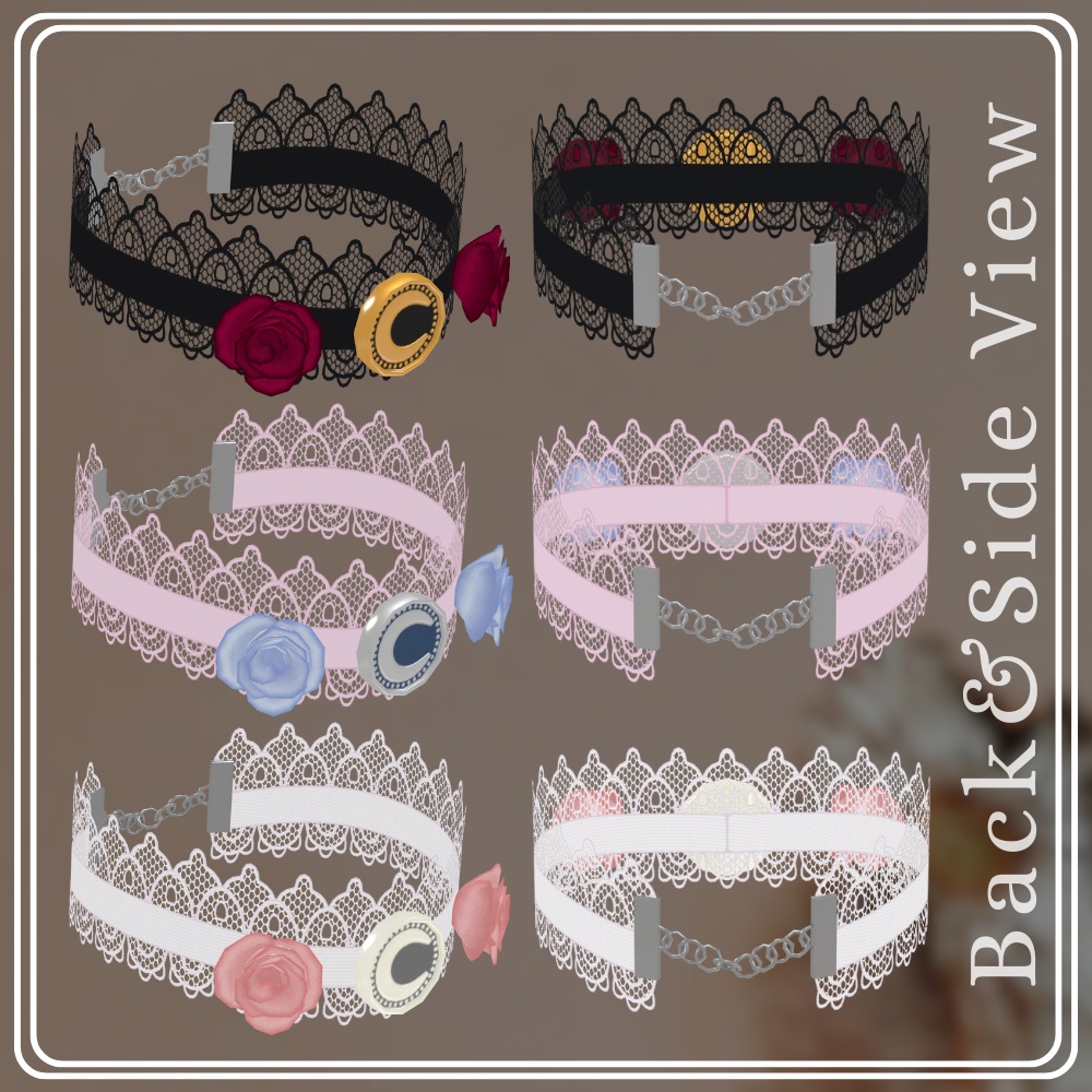 【VRChat】ゴシック風 バラ咲く月明かりのレースチョーカー