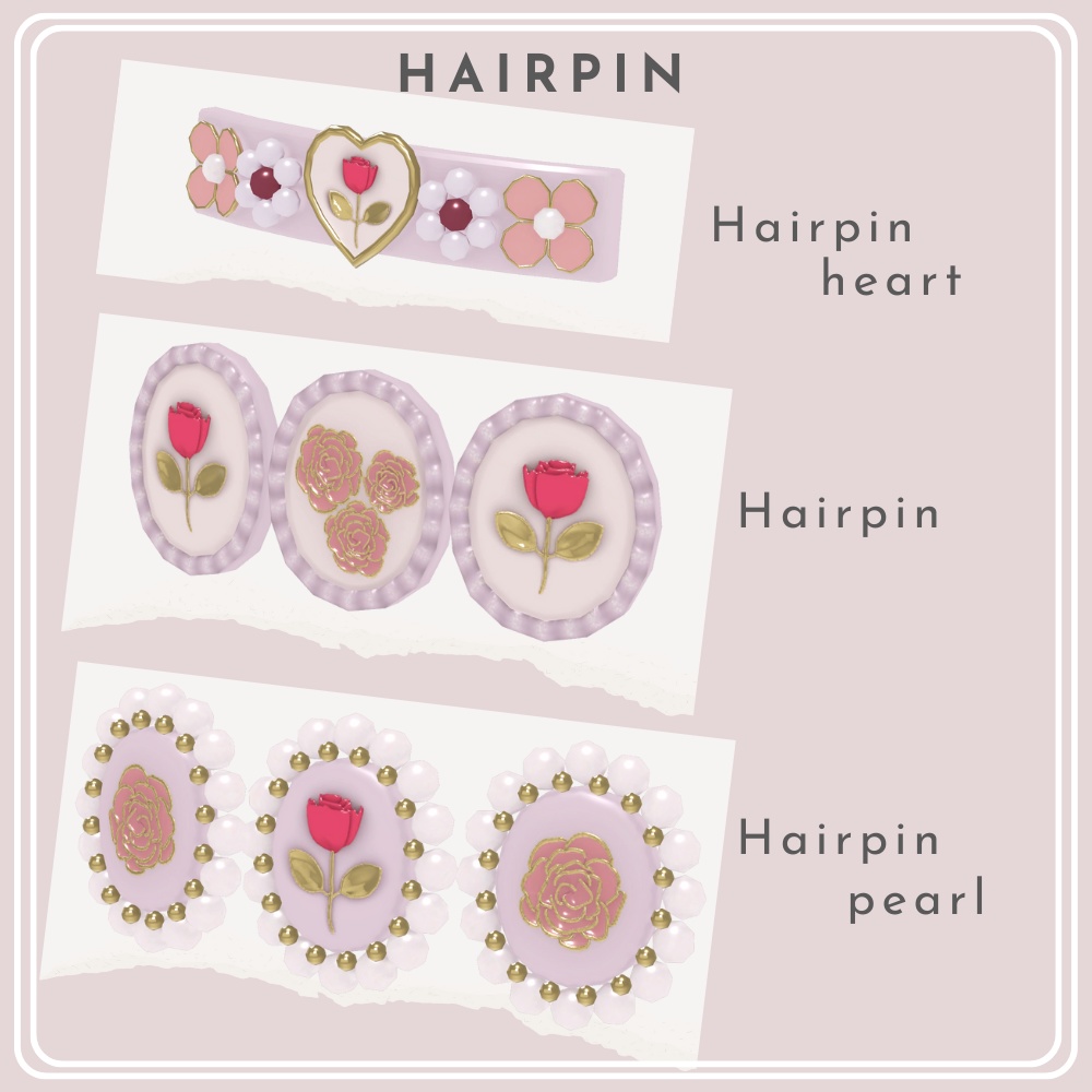 【VRChat】クラシカルなお花のヘアアクセサリーセット
