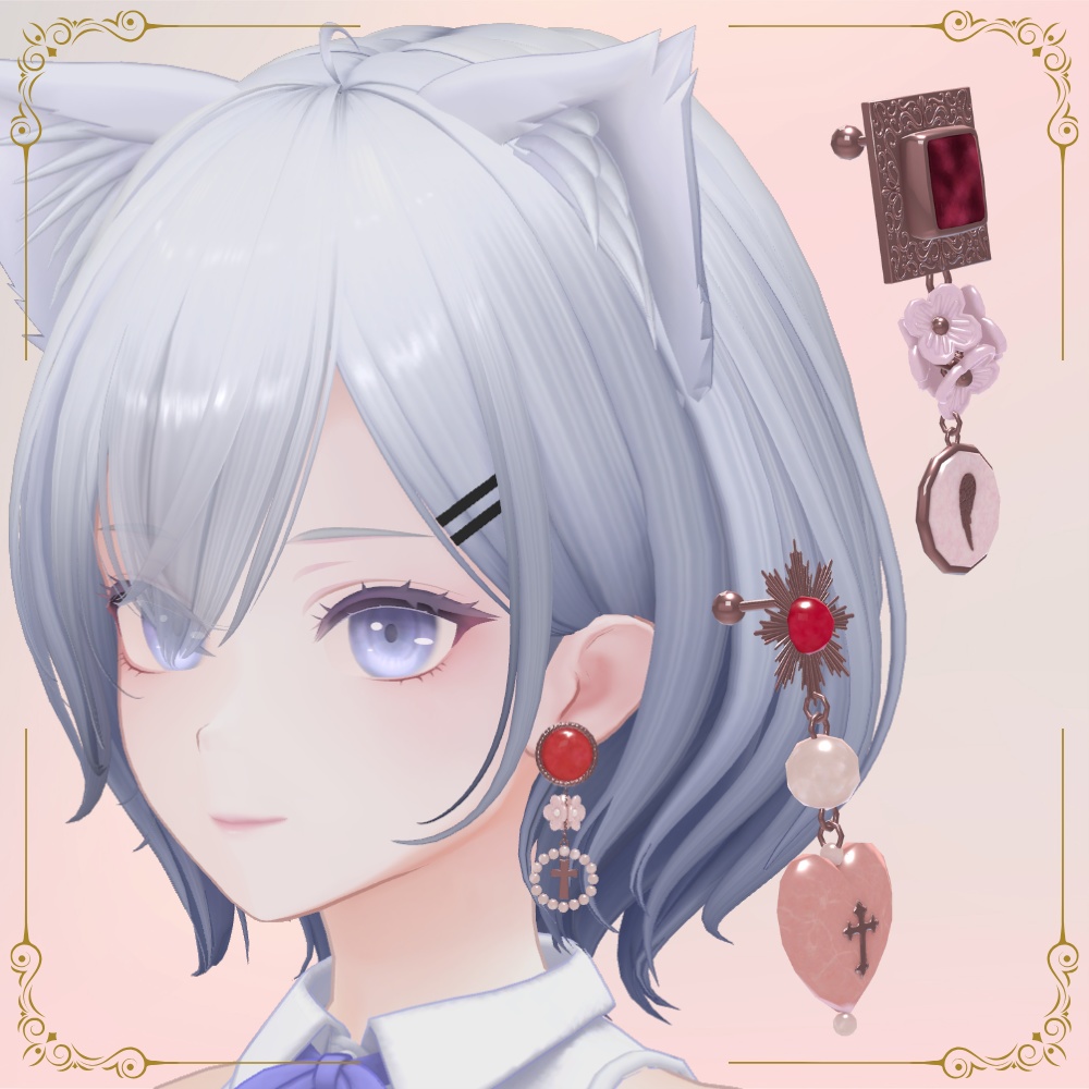 【VRChat】クラシカルレトロなピアスセット