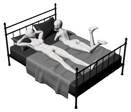 【漫画用3D】パイプベッド(ダブル・シングル)