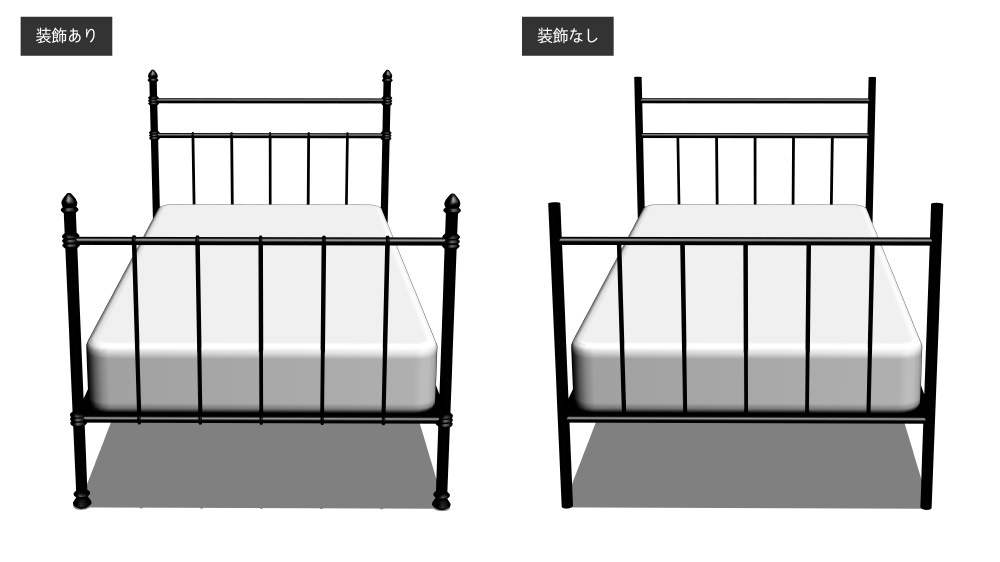 【漫画用3D】パイプベッド(ダブル・シングル)