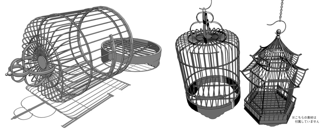 【漫画用3D】アジアンな鳥かご