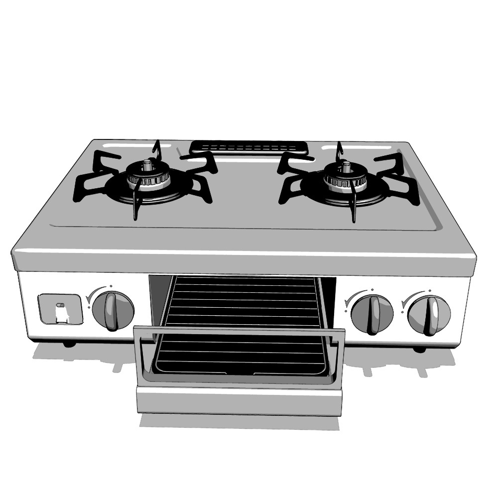 【漫画用3D】2口ガスコンロ