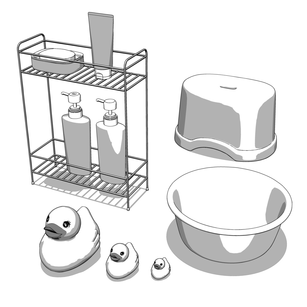 【漫画用3D】お風呂の小物セット