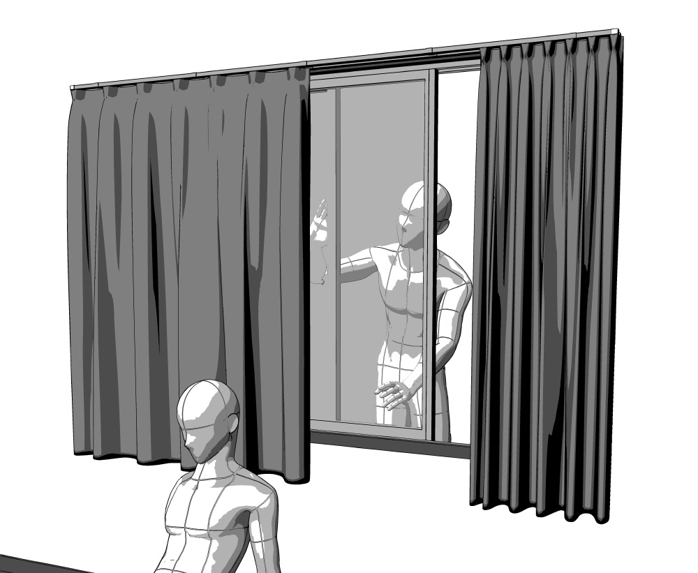 【漫画用3D】ベランダ付きの部屋(ベランダ2種・窓4種・カーテン4種付き)