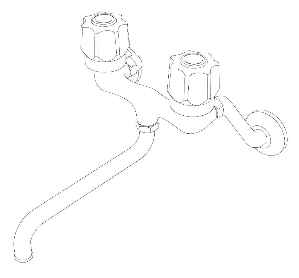 【漫画用3D】2ハンドル水道・シャワーあり/なし2種