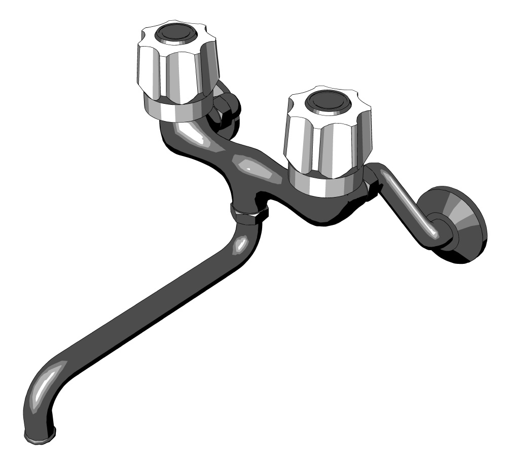 【漫画用3D】2ハンドル水道・シャワーあり/なし2種