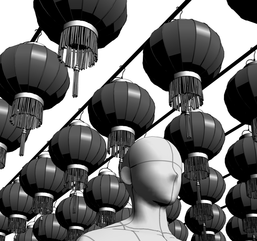 【漫画用3D】中華風ランタン