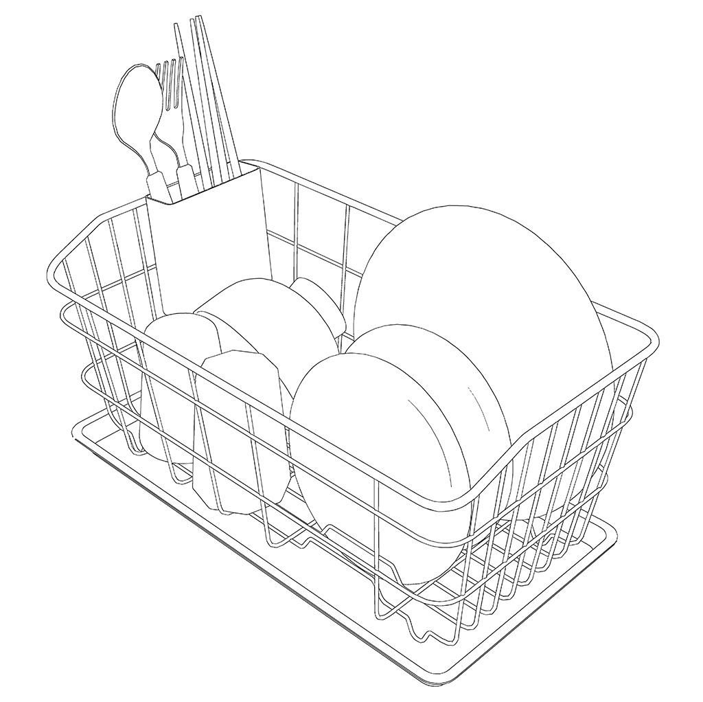 【漫画用3D】食器かごと食器のセット