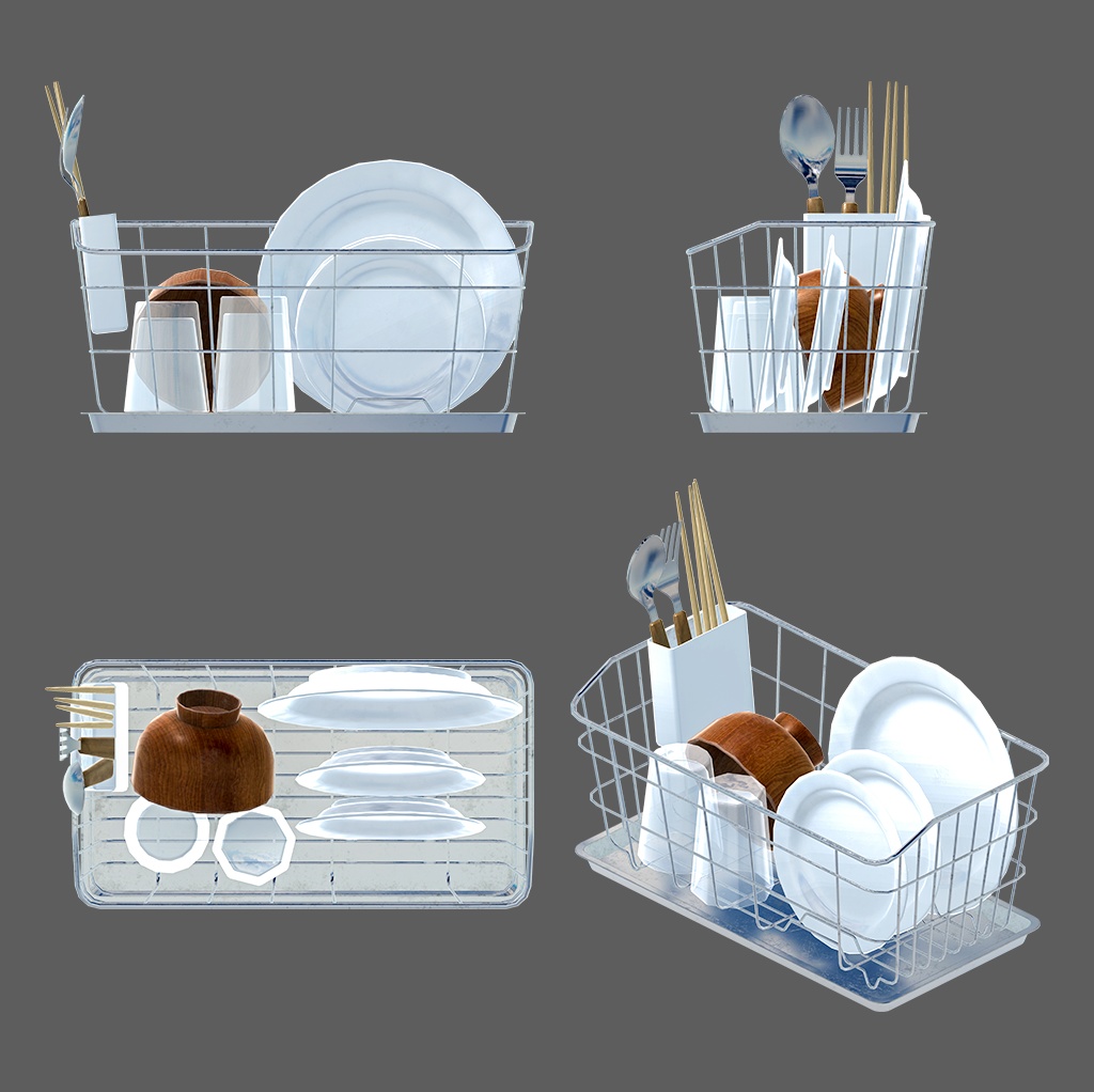 【VRChat】食器かごと食器のセット