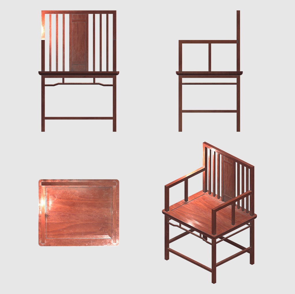 【VRChat】中華風の椅子とサイドテーブルのセット