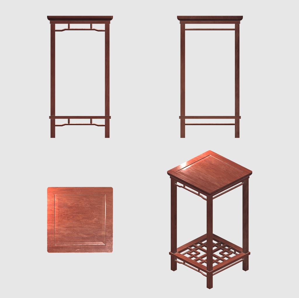 【VRChat】中華風の椅子とサイドテーブルのセット