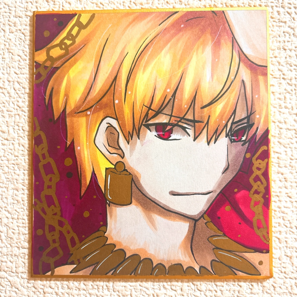 FGO ギルガメッシュ 手描き色紙イラスト
