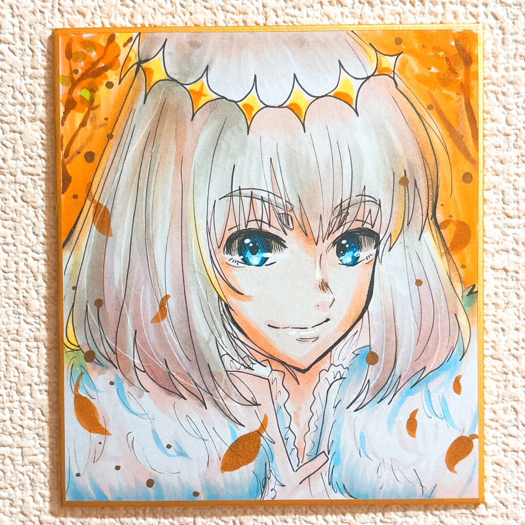 FGO 白オベロン 手描き色紙イラスト