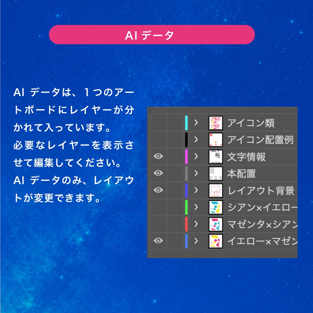 【宇宙/SF/ファンタジーものに合う】ギャラクシー風お品書きテンプレートセット