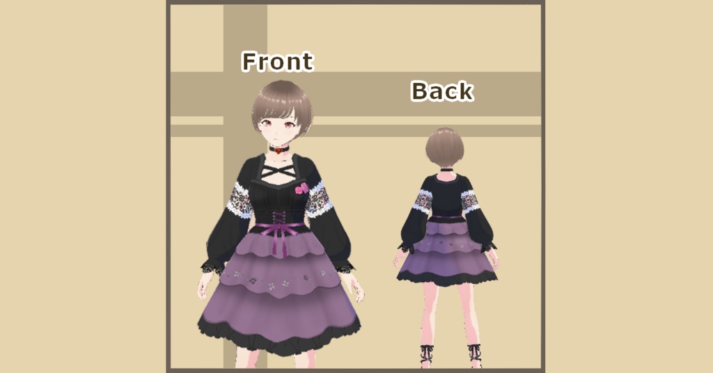 【Vroid】バラモチーフ付きドレス